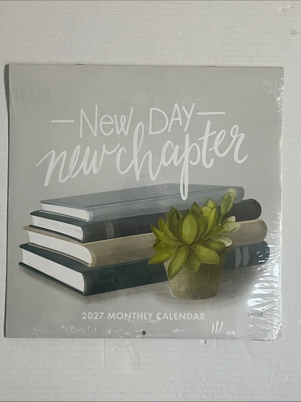 New Day New Chapter 2027 Monthly Calendar - Gray with Green Accent